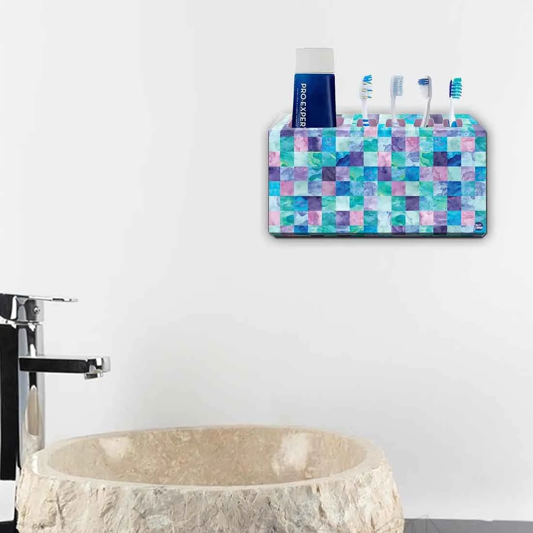 Toothbrush Holder Wall Mounted -Light Shade Marble Dots