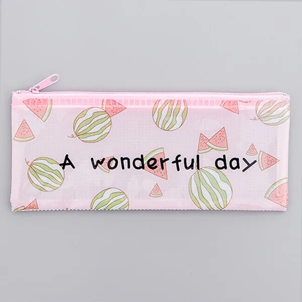 Transparent Zipper Grid Pencil Pouch Pack