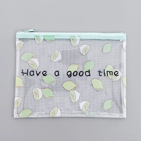 Transparent Zipper Grid Pencil Pouch Pack
