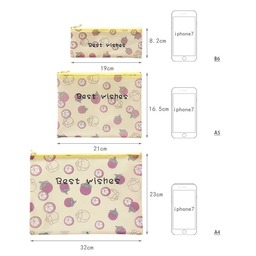 Transparent Zipper Grid Pencil Pouch Pack