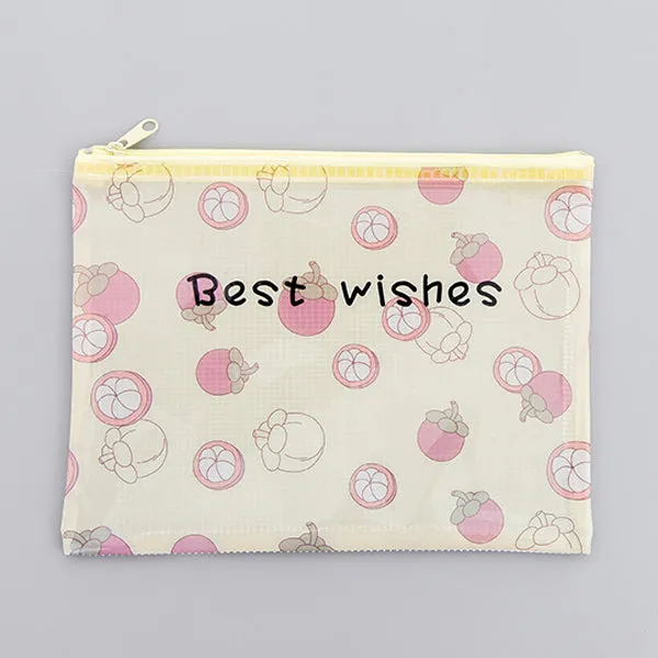 Transparent Zipper Grid Pencil Pouch Pack