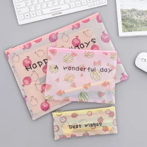 Transparent Zipper Grid Pencil Pouch Pack