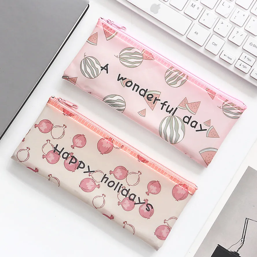 Transparent Zipper Grid Pencil Pouch Pack