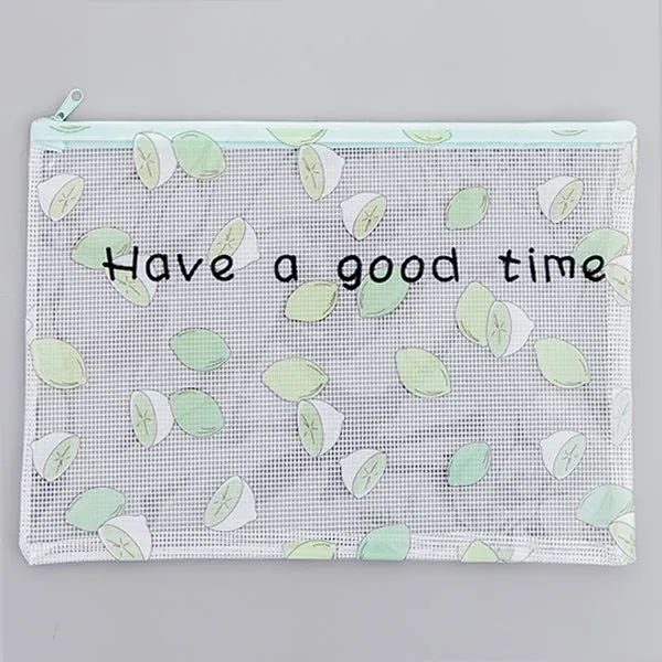 Transparent Zipper Grid Pencil Pouch Pack