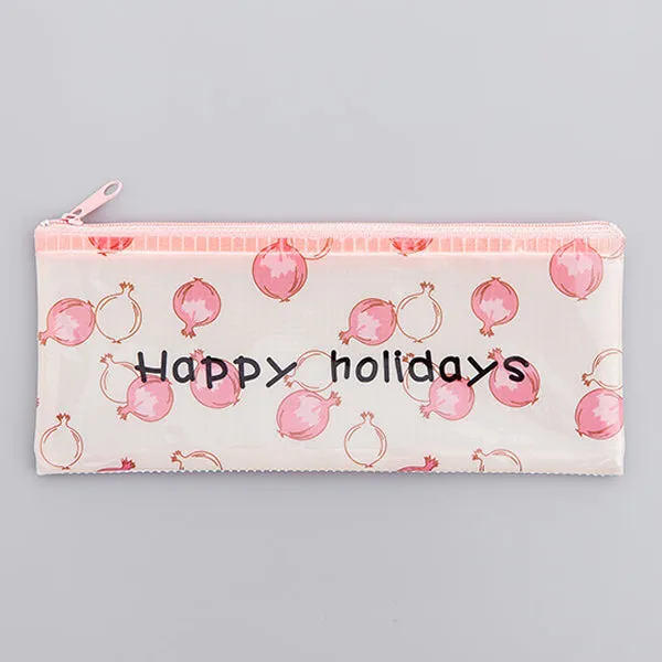 Transparent Zipper Grid Pencil Pouch Pack