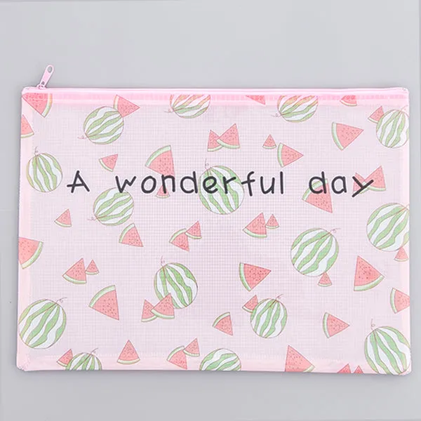Transparent Zipper Grid Pencil Pouch Pack