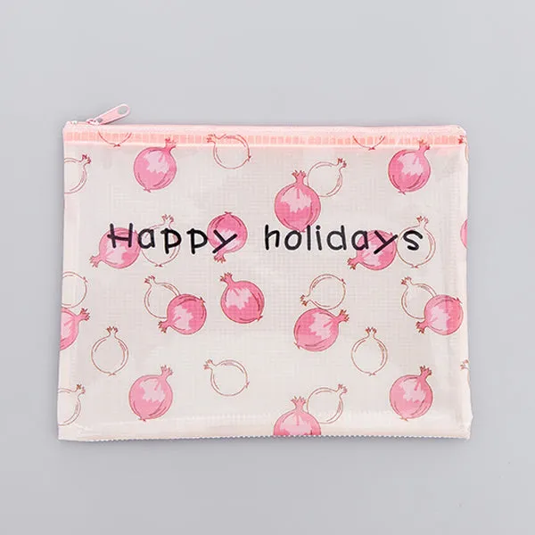 Transparent Zipper Grid Pencil Pouch Pack