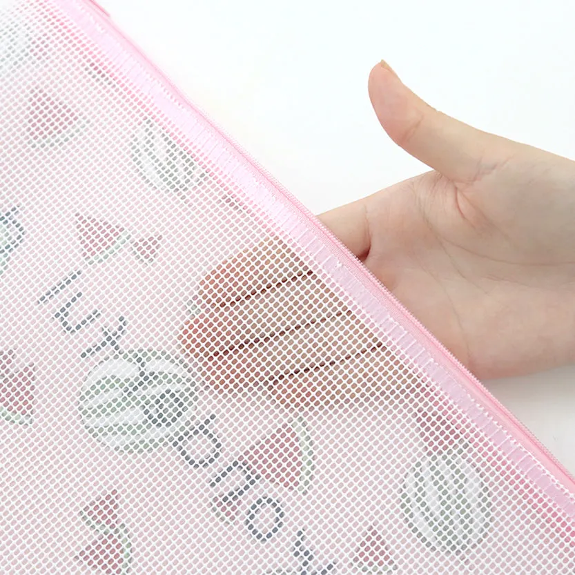 Transparent Zipper Grid Pencil Pouch Pack