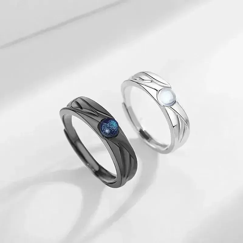 Trendy Demons and Angels Adjustable Couple Rings Set