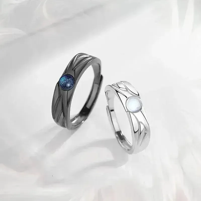 Trendy Demons and Angels Adjustable Couple Rings Set