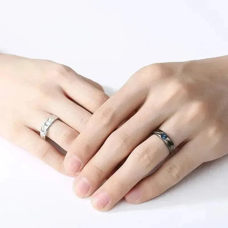 Trendy Demons and Angels Adjustable Couple Rings Set