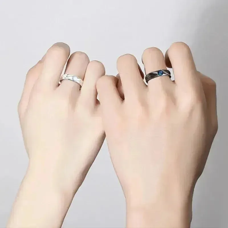 Trendy Demons and Angels Adjustable Couple Rings Set