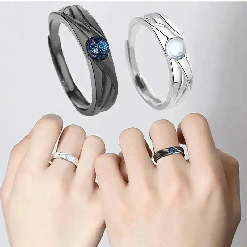 Trendy Demons and Angels Adjustable Couple Rings Set