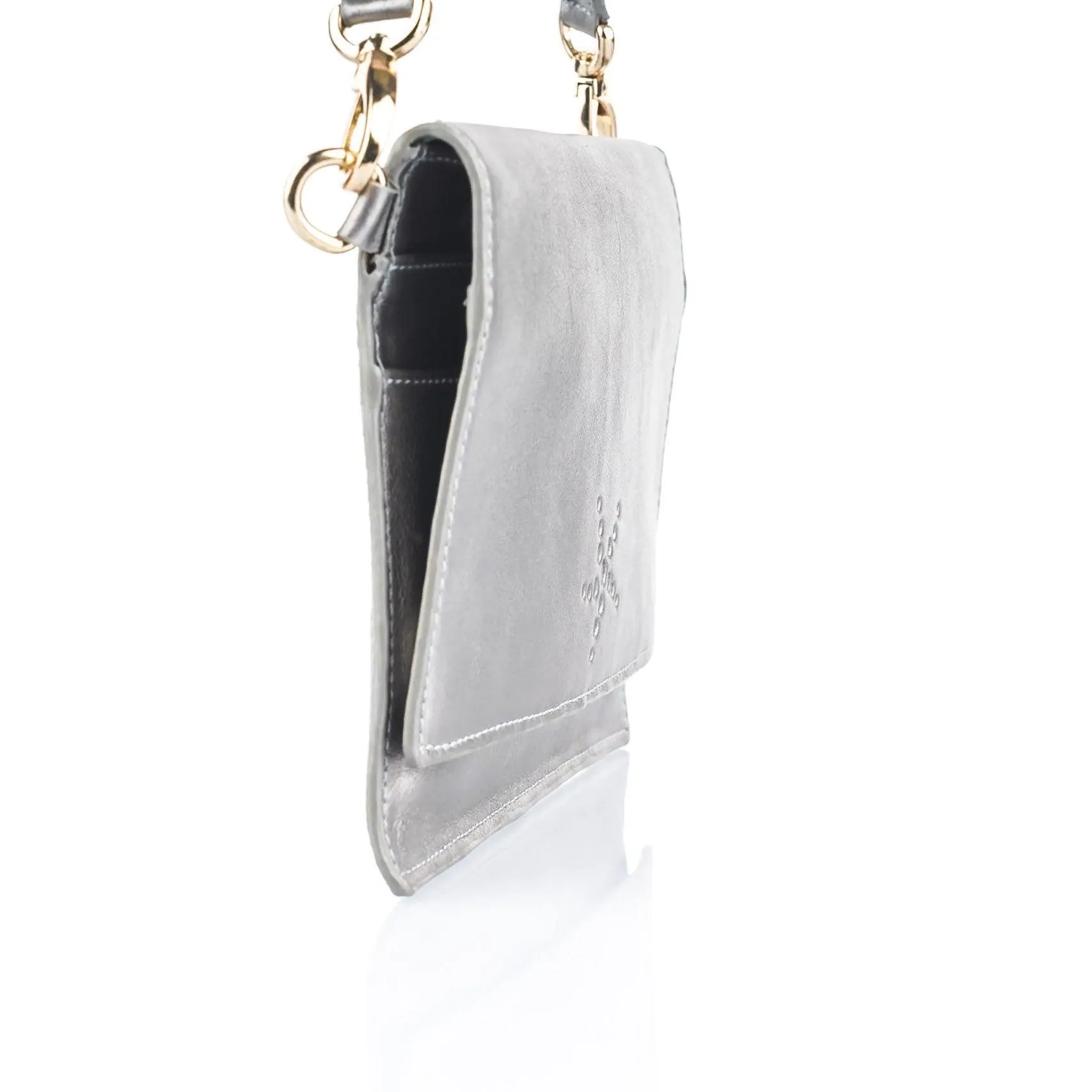 TriVersa Luxe - Passport Leather Trio: Passport Holder, Wallet, & Crossbody Clutch - Silver