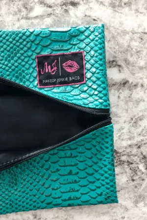 Turquoise Cobra Makeup Junkie Bag
