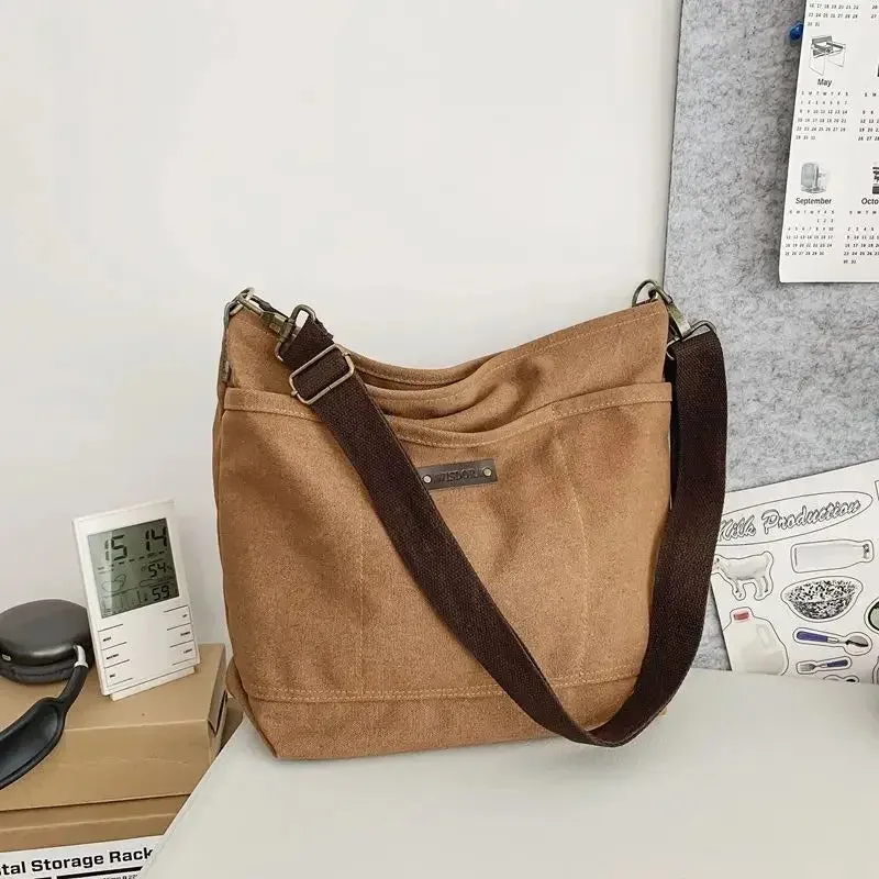 UAKISS  -  2024 Vintage Streetwear Men Canvas Messenger Bag Casual Men Satchel Bag Travel Shoulder Bag Crossbody Bags Bookbag