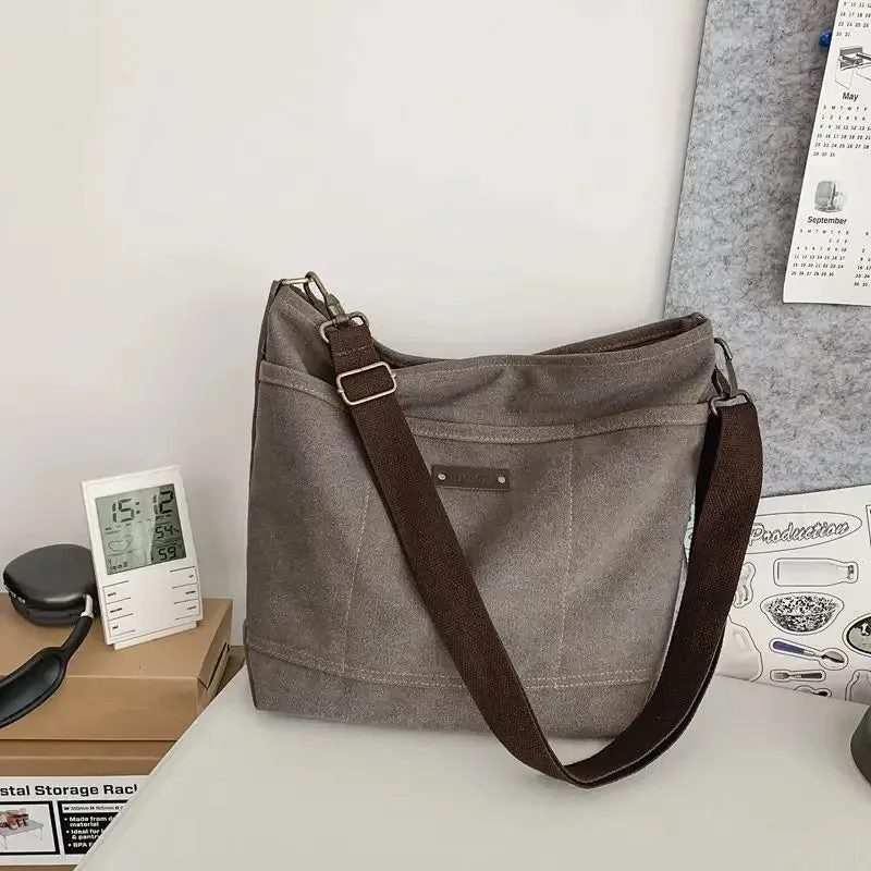 UAKISS  -  2024 Vintage Streetwear Men Canvas Messenger Bag Casual Men Satchel Bag Travel Shoulder Bag Crossbody Bags Bookbag