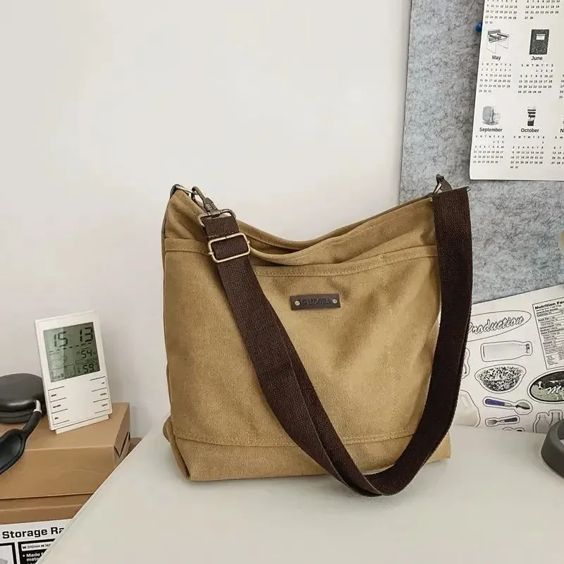 UAKISS  -  2024 Vintage Streetwear Men Canvas Messenger Bag Casual Men Satchel Bag Travel Shoulder Bag Crossbody Bags Bookbag
