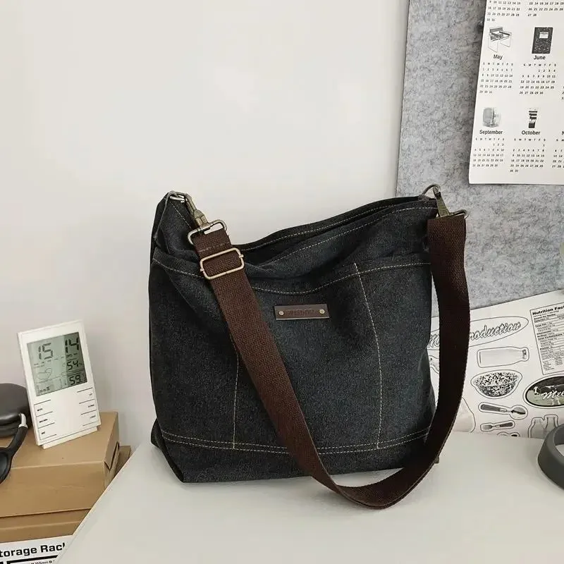 UAKISS  -  2024 Vintage Streetwear Men Canvas Messenger Bag Casual Men Satchel Bag Travel Shoulder Bag Crossbody Bags Bookbag