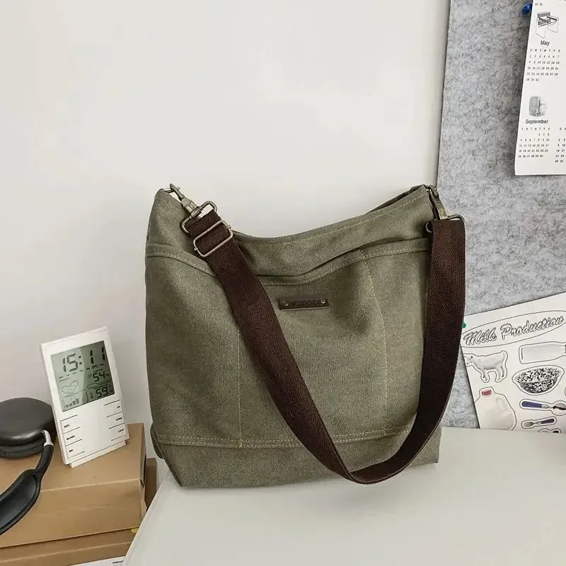 UAKISS  -  2024 Vintage Streetwear Men Canvas Messenger Bag Casual Men Satchel Bag Travel Shoulder Bag Crossbody Bags Bookbag