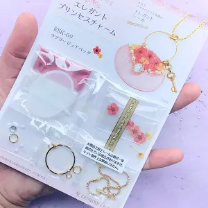 UV Resin Jewelry Craft Kit | Miniature Handbag Charm Making | Flower Bag Pendant DIY | Floral Resin Jewellery (Red)