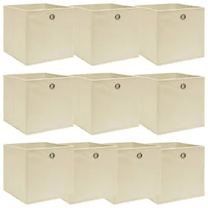 vidaXL Storage Boxes 10 pcs Cream 32x32x32 cm Fabric