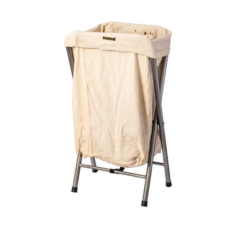 VINTAGE FOLDING LAUNDRY HAMPER - OFF WHITE
