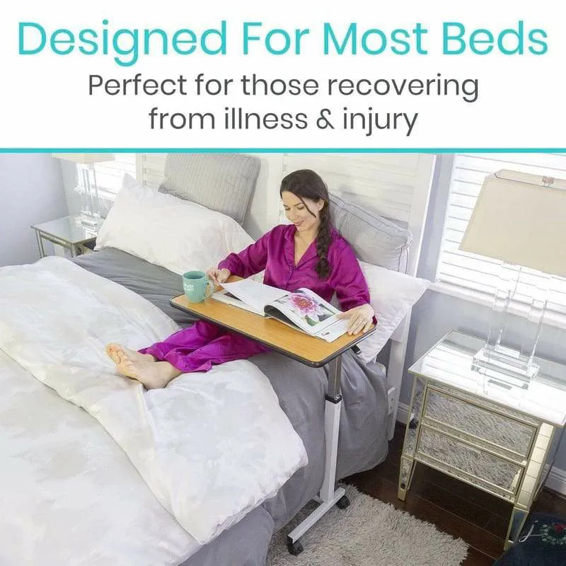 Vive Health Adjustable Overbed Table with Wheels