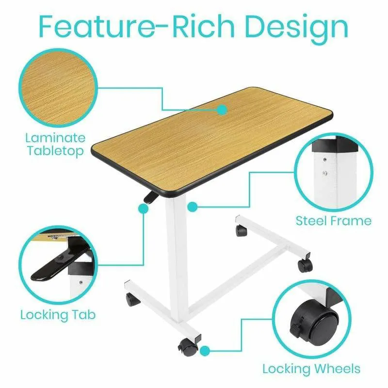 Vive Health Adjustable Overbed Table with Wheels