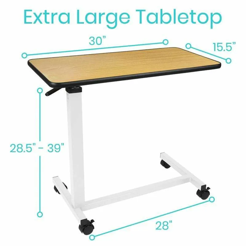 Vive Health Adjustable Overbed Table with Wheels