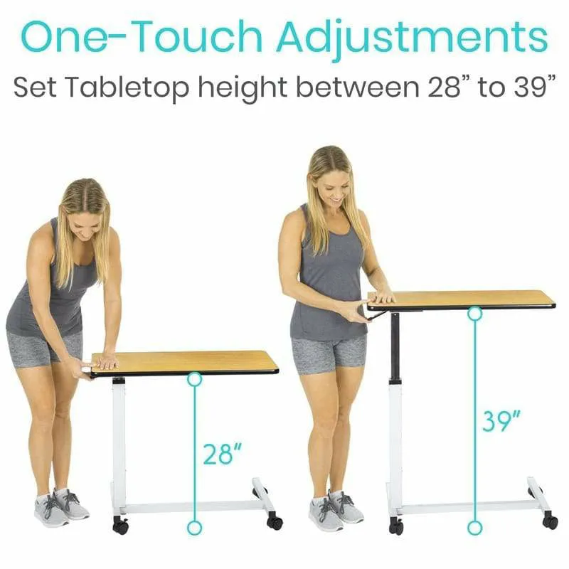 Vive Health Adjustable Overbed Table with Wheels