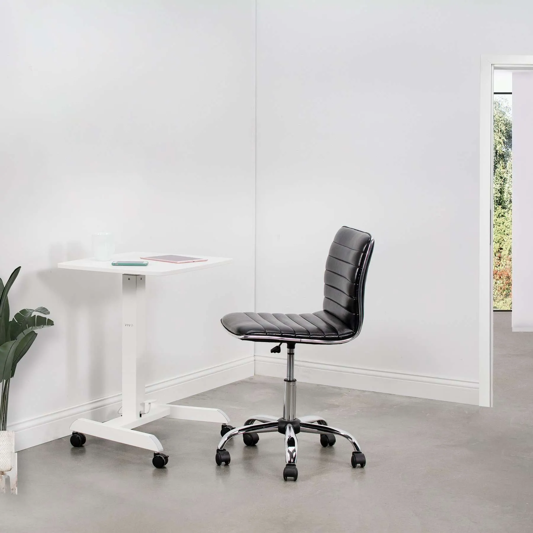 VIVO White 24" Pneumatic Mobile Workstation, CART-V00LW