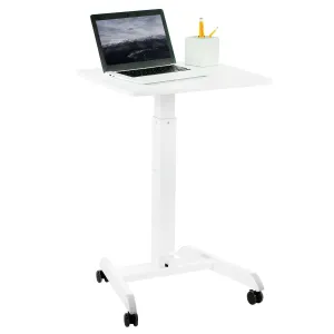 VIVO White 24" Pneumatic Mobile Workstation, CART-V00LW