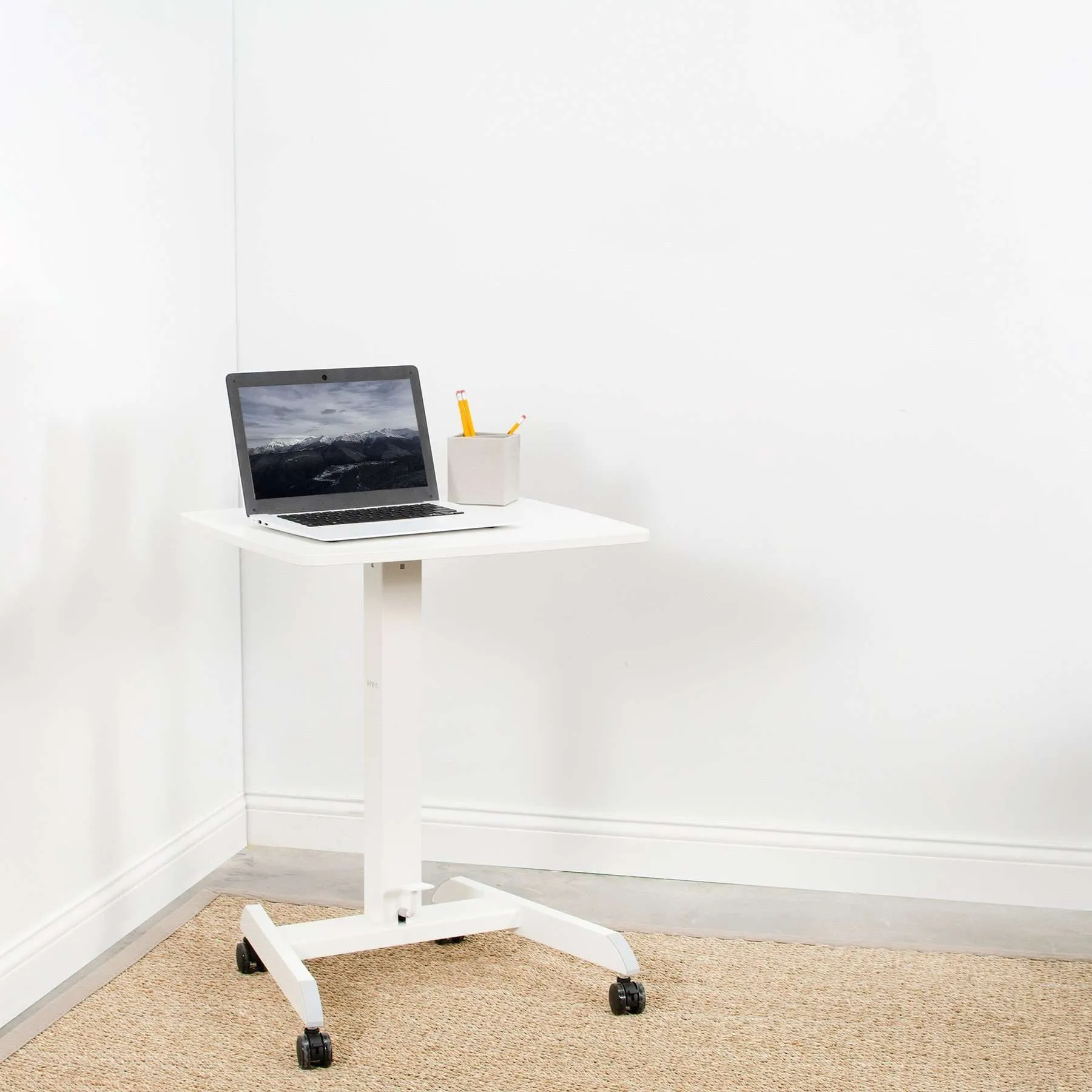 VIVO White 24" Pneumatic Mobile Workstation, CART-V00LW