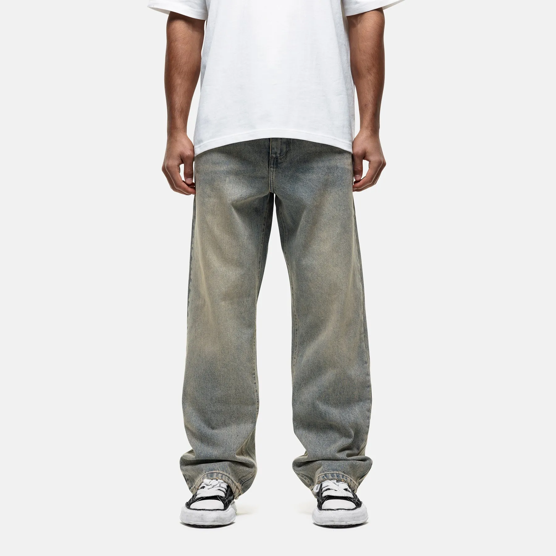 Washed Sand Blue Baggy Denim Jean
