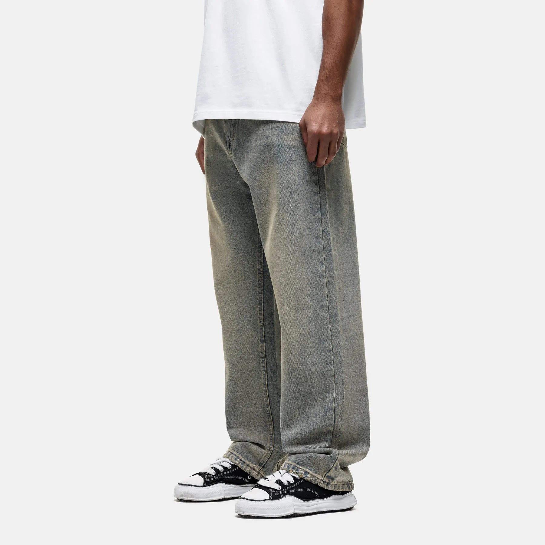 Washed Sand Blue Baggy Denim Jean