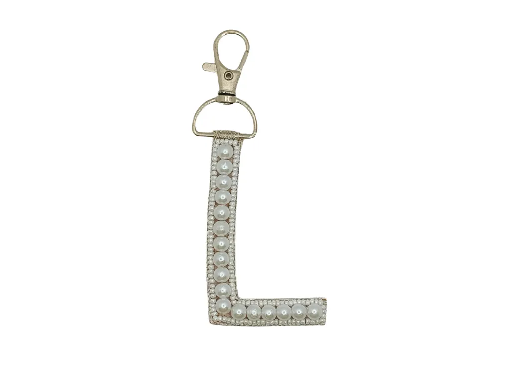 White 'L' Handwork Pearl Bag Charms