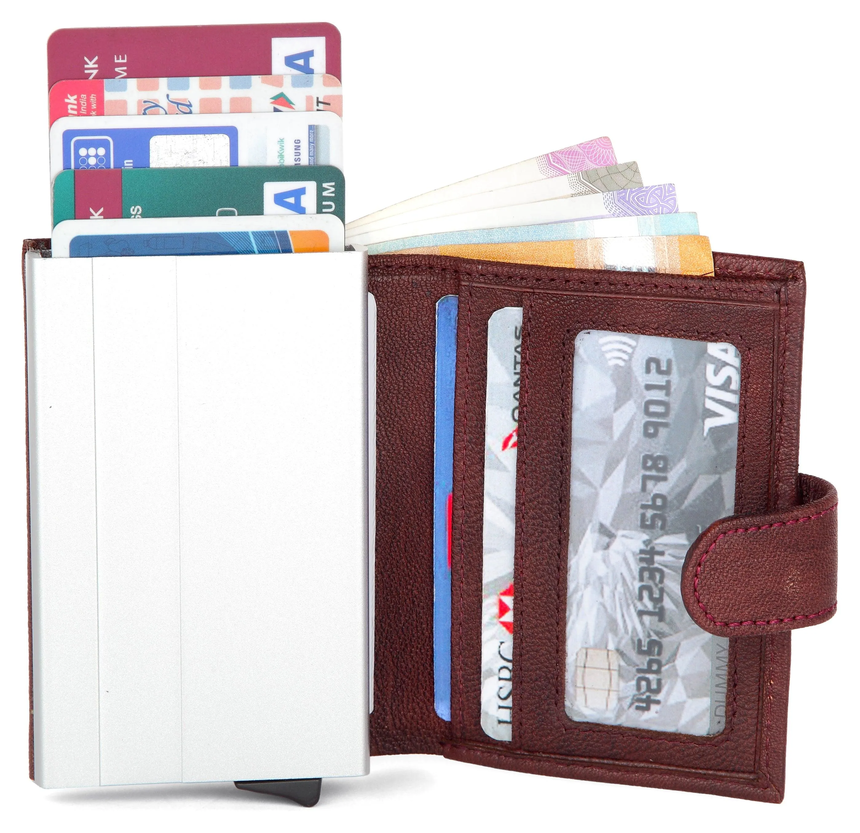 WildHorn® RFID Protected Unisex Genuine Leather Card Holder (Bombay Brown)