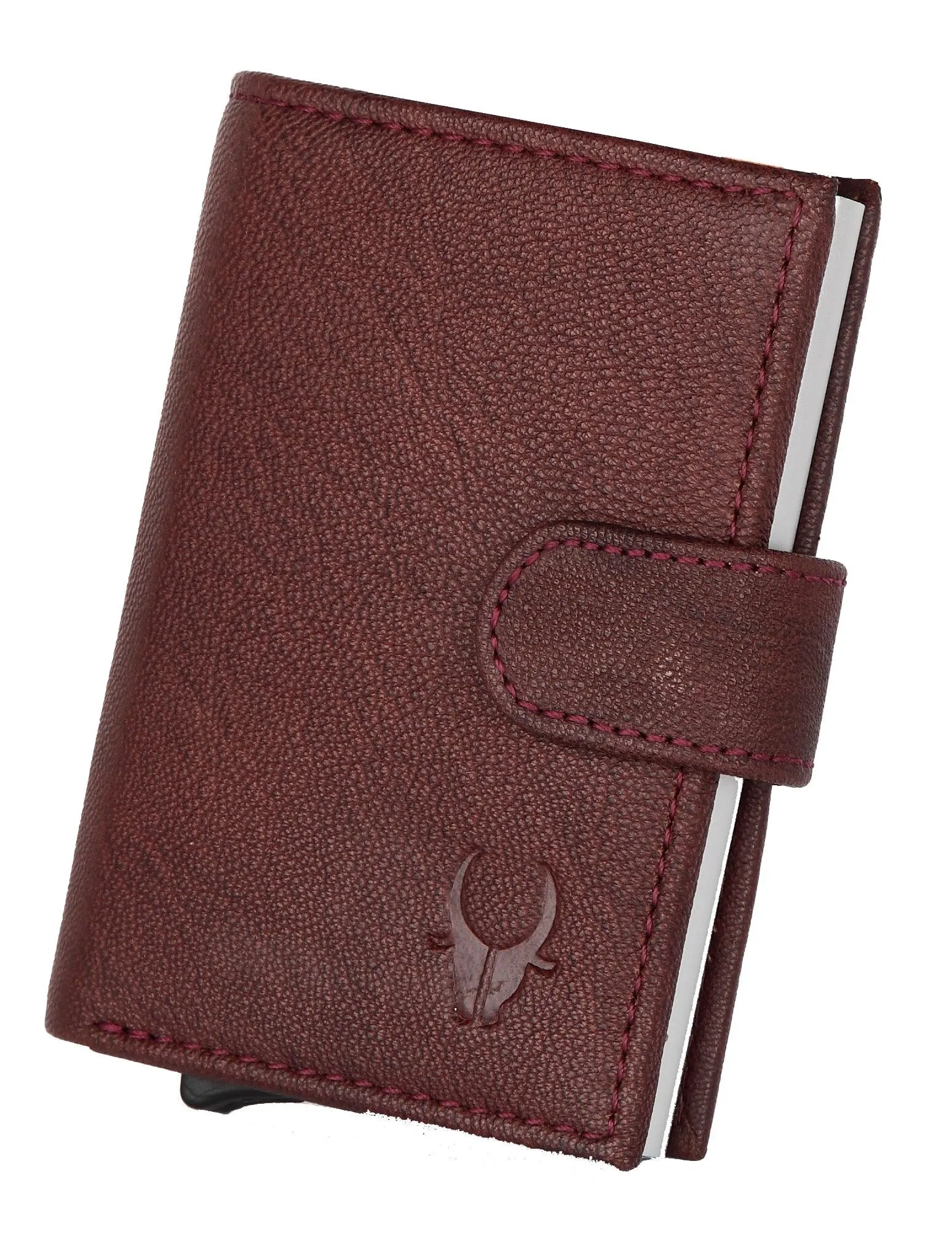 WildHorn® RFID Protected Unisex Genuine Leather Card Holder (Bombay Brown)