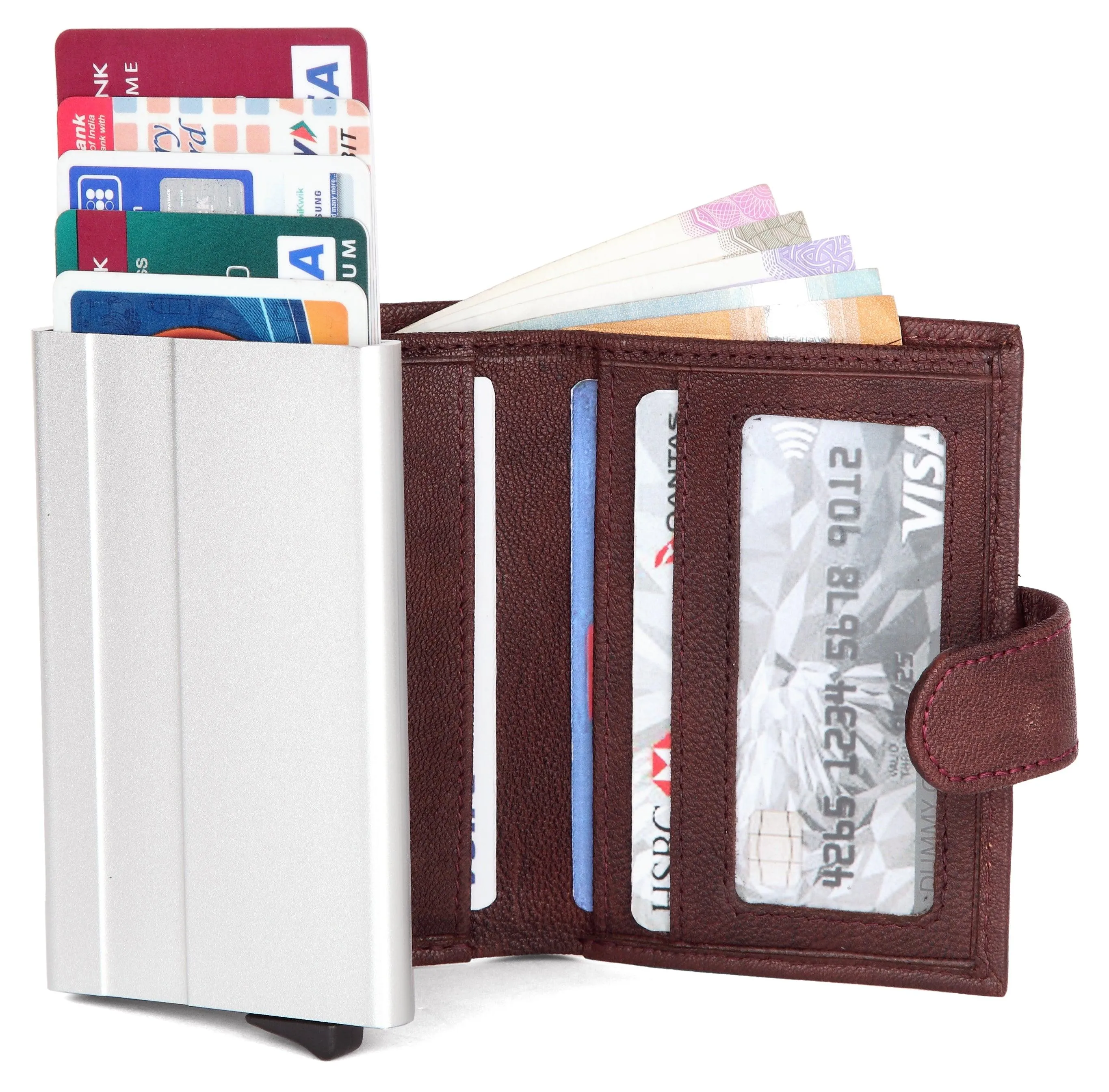 WildHorn® RFID Protected Unisex Genuine Leather Card Holder (Bombay Brown)