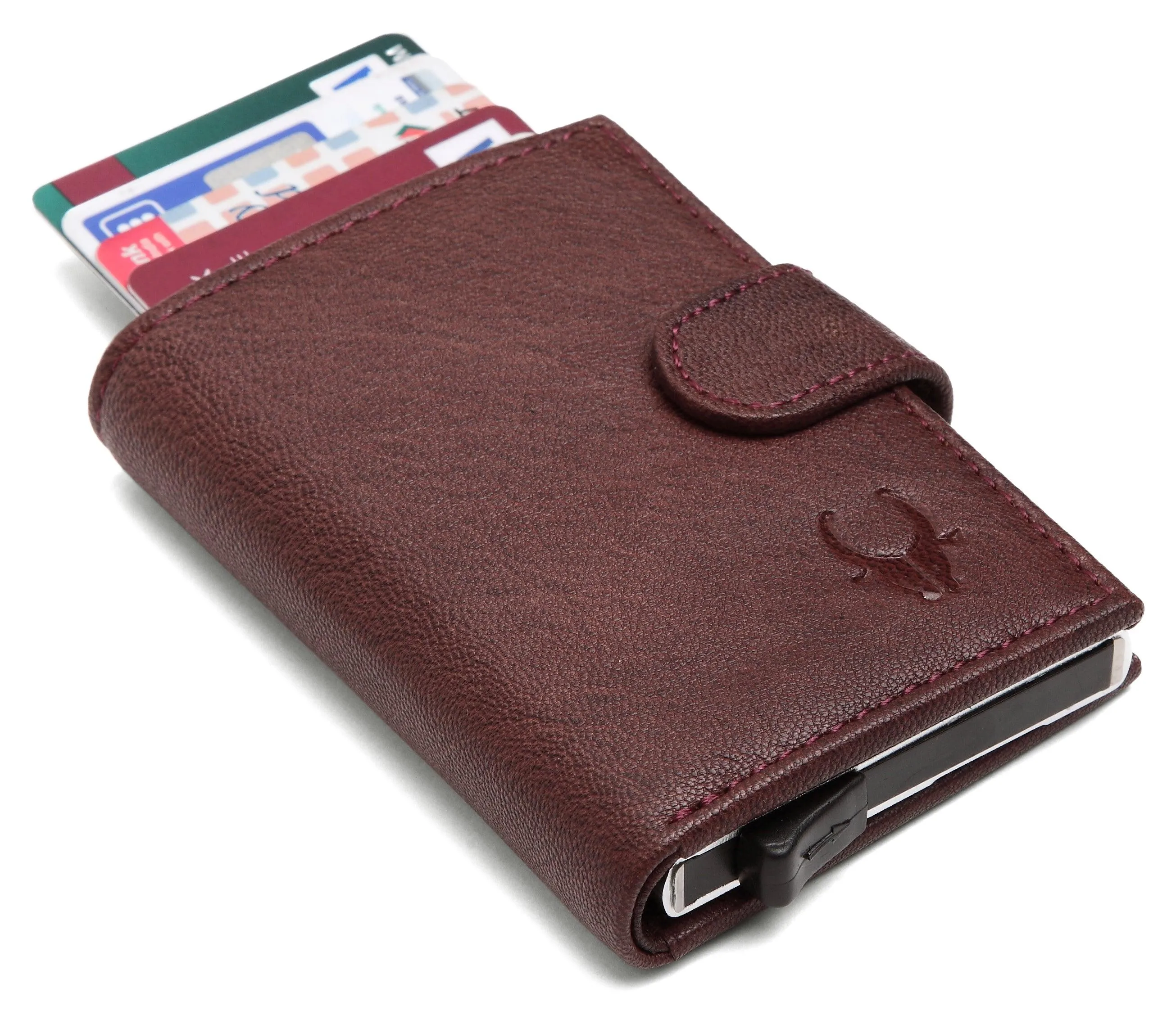 WildHorn® RFID Protected Unisex Genuine Leather Card Holder (Bombay Brown)