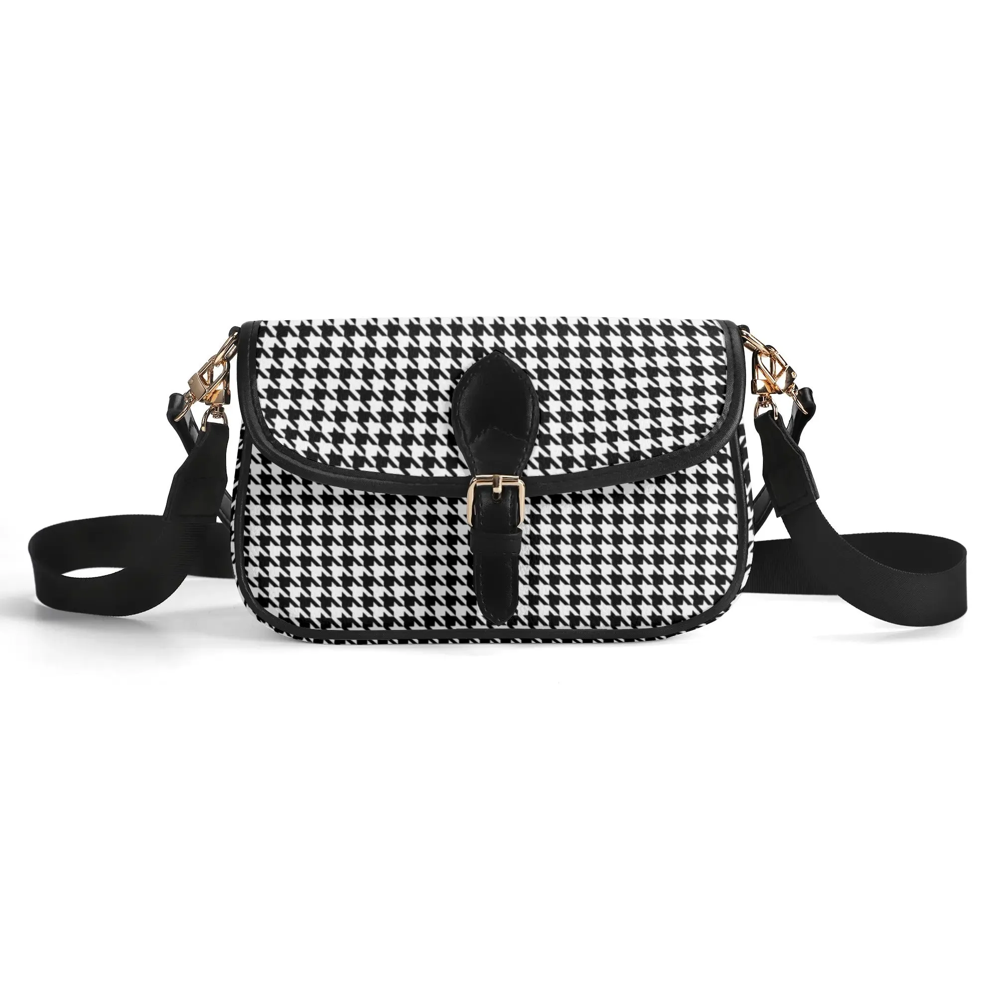 Women's Black Houndstooth Handbag, Houndstooth Purse, Vintage inspired handbag, Vintage Houndstooth Bag, Black and White Purse