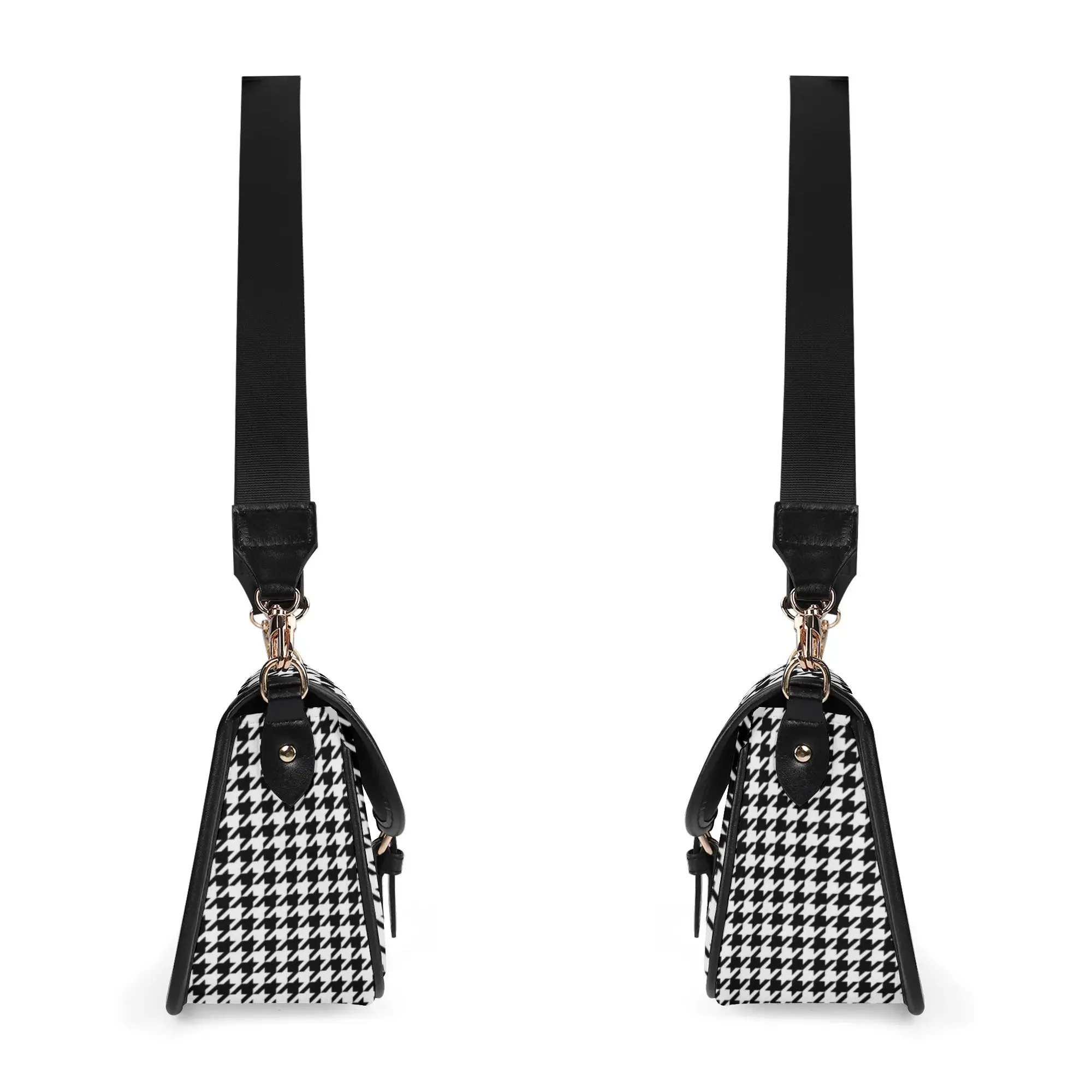 Women's Black Houndstooth Handbag, Houndstooth Purse, Vintage inspired handbag, Vintage Houndstooth Bag, Black and White Purse