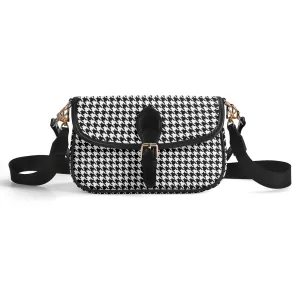 Women's Black Houndstooth Handbag, Houndstooth Purse, Vintage inspired handbag, Vintage Houndstooth Bag, Black and White Purse