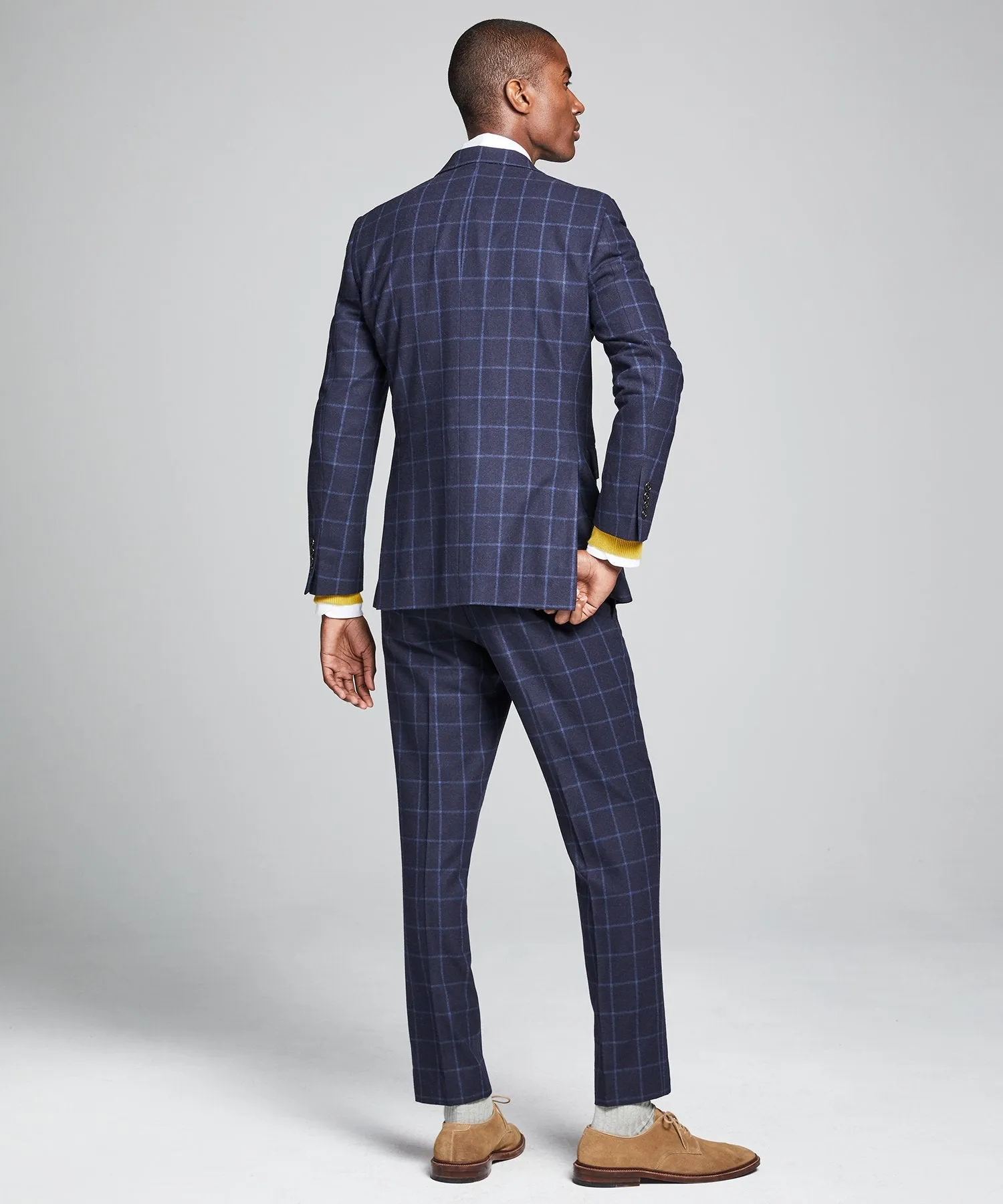 Wool Windowpane Sutton Suit Jacket in Navy
