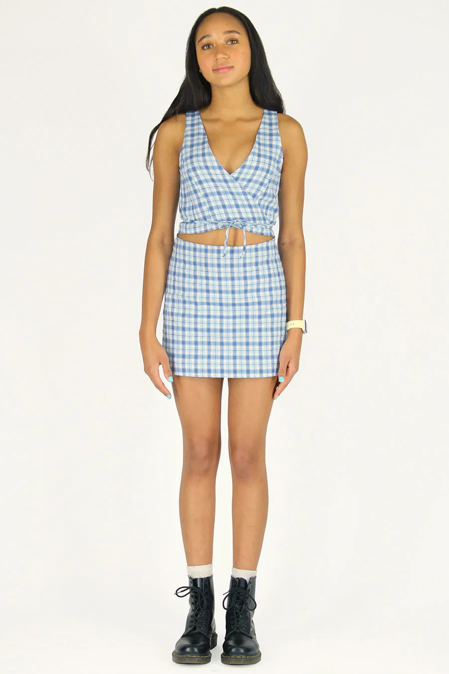Wrap Top - Flannel Blue Plaid