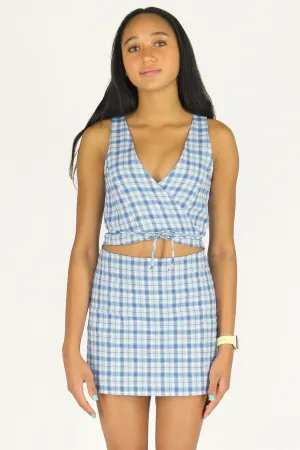 Wrap Top - Flannel Blue Plaid