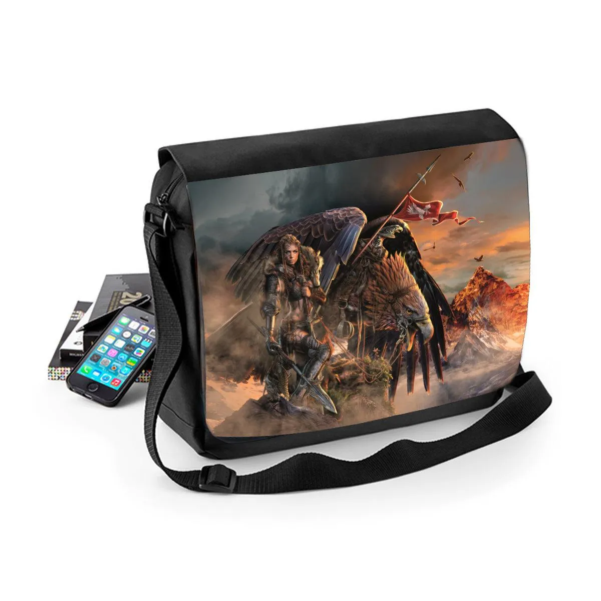 WSH - Eagle Rider  - Messenger Bag featuring artwork by Rajko Zigic