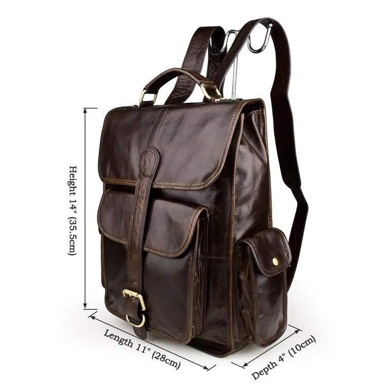YAAGLE Male Multi-functional Genuine leather travel Backpack Satchel YG7283