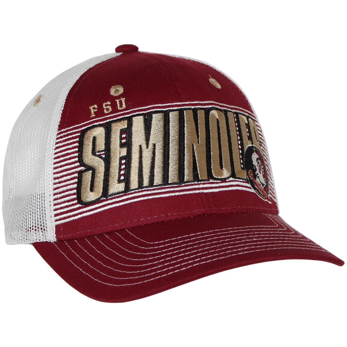 Zephyr FSU Seminoles/Seminole Logo Adjustable Trucker Cap - Garnet/White